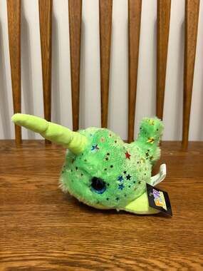 Fun Express Star-Patterned Glitter Narwhal Plush Toy